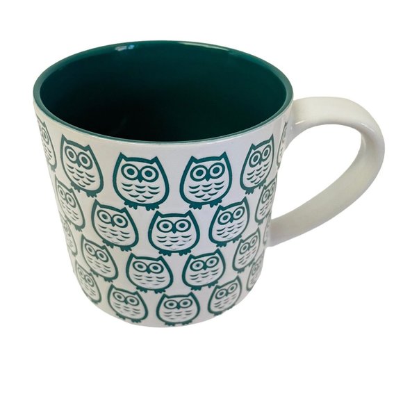 Blue Owls on White Momentum Graydon Hall Large 16 oz Ceramic Coffee Mug - Picture 2 of 4